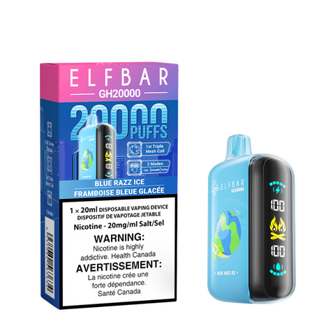 Experience the ultimate in vaping convenience with the Elf Bar GH20k Disposable Blue Razz Ice. Enjoy up to 20,000 puffs with the triple mesh coil technology. Perfect for on-the-go vaping. Shop now at VapeMax!
