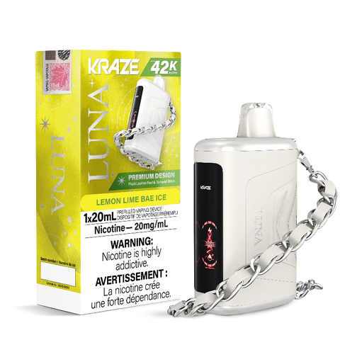 Experience the refreshing taste of Lemon Lime with the KRAZE LUNA 42K LEMON LIME BAE ICE DISPOSABLE VAPE. Get the best price in Canada at Wii Vape. Shop now for a premium vaping experience!