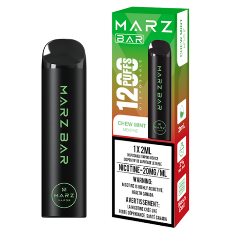 Marz Bar 1200 Chew Mint disposable vape - 1200 puffs of refreshing mint flavor. Premium quality, ready-to-use device. Fast shipping across Canada at Wii Vape.