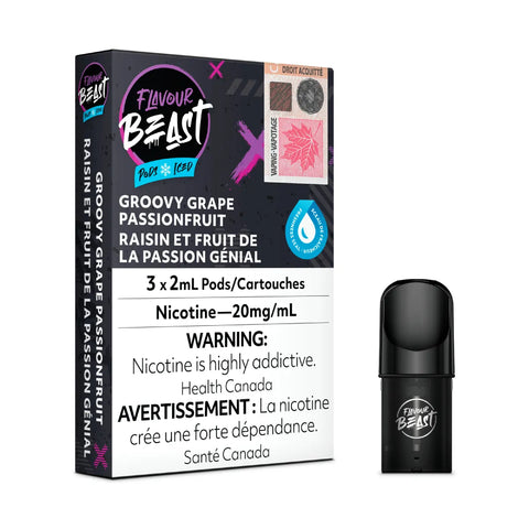 Flavour Beast Pod Pack 20mg 3/pk Stlth - Groovy Grape Passionfruit Iced vape shop vape store wii vape gta york toronto ontario canada best price cheap #1  shop number one shop DISPOSABLE DISPOSABLES salt nic salt Nicotine TFN  in toronto Herbal Vape dry herb concentrates  Shatter Dabs Weed dash vapes  Marijuana weed Supreme