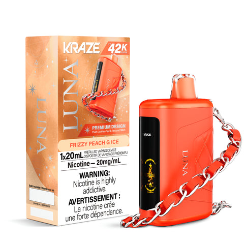 Experience the best with Kraze Luna - Frizzy Peach G Ice DISPOSABLE VAPE. Available at the lowest price in Canada. Shop now for a premium vaping experience!