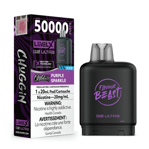 Level X G2 Ultra Flavour Beast Pods - Purple Sparkle ICED 50K Puffs Wii Vape