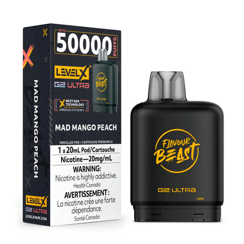 Level X G2 Ultra Mad Mango Peach 50K Puffs | Flavour Beast Pods Wii Vape