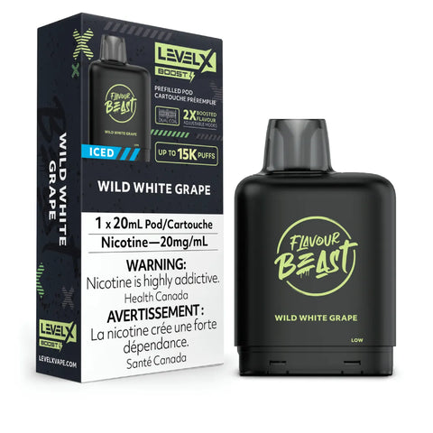 Level X Flavour Beast Boost Pod 20mL - Wild White Grape Iced vape shop vape store wii vape gta york toronto ontario canada best price cheap 1 shop number one shop DISPOSABLE DISPOSABLES salt nic salt Nicotine TFN Herbal Vape dry herb concentrates Shatter Dabs Weed how to how to? sale boxing day black friday Marijuana weed Supreme