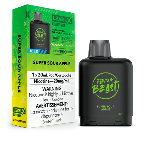 Level X Flavour Beast Boost Pod 20mL - Super Sour Apple Iced vape shop vape store wii vape gta york toronto ontario canada best price cheap 1 shop number one shop DISPOSABLE DISPOSABLES salt nic salt Nicotine TFN Herbal Vape dry herb concentrates Shatter Dabs Weed how to how to? sale boxing day black friday Marijuana weed Supreme