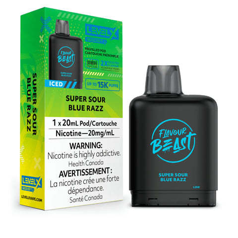 Level X Flavour Beast Boost Pod 20mL - Super Sour Blue Razz Iced vape shop vape store wii vape gta york toronto ontario canada best price cheap 1 shop number one shop DISPOSABLE DISPOSABLES salt nic salt Nicotine TFN Herbal Vape dry herb concentrates Shatter Dabs Weed how to how to? sale boxing day black friday Marijuana weed Supreme