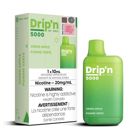 Drip'n by Envi 5000 Disposable - Green Apple 20MG vape shop vape store wii vape gta york toronto ontario canada best price cheap 1  shop number one shop DISPOSABLE DISPOSABLES salt nic salt Nicotine TFN Herbal Vape dry herb concentrates  Shatter Dabs Weed dash vapes how to how to? sale boxing day black friday  Marijuana weed Supreme