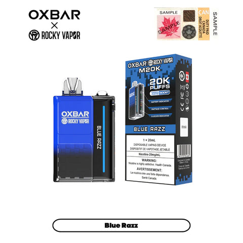 ROCKY VAPOR OXBAR 20K - BLUE RAZZ vape shop vape store wii vape gta york toronto ontario canada best price cheap 1  shop number one shop DISPOSABLE DISPOSABLES salt nic salt Nicotine TFN Herbal Vape dry herb concentrates  Shatter Dabs Weed how to how to? sale boxing day black friday  Marijuana weed Supreme