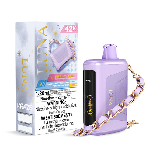 Experience the refreshing flavors of Blueberry Strawberry Pomegranate Ice with our disposable vape from Kraze. Get the best price in Canada for this premium product. Shop now!