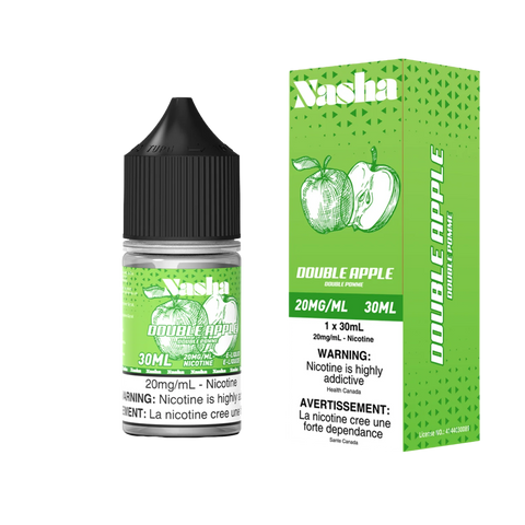 Experience the refreshing taste of Double Apple with our Nasha e-Liquid SALT 30ml. Perfect for on-the-go vaping. Shop now for premium vape juice!
