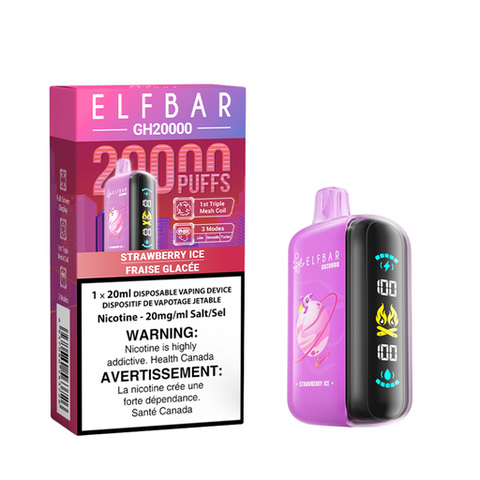 Elf Bar GH20k Disposable Strawberry Ice vape shop vape store wii vape gta york toronto ontario canada best price cheap 1  shop number one shop DISPOSABLE DISPOSABLES salt nic salt Nicotine TFN Herbal Vape dry herb concentrates  Shatter Dabs Weed how to how to? sale boxing day black friday  Marijuana weed Supreme