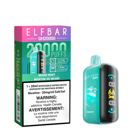 Elf Bar GH20k Disposable Miami Mint vape shop vape store wii vape gta york toronto ontario canada best price cheap 1  shop number one shop DISPOSABLE DISPOSABLES salt nic salt Nicotine TFN Herbal Vape dry herb concentrates  Shatter Dabs Weed how to how to? sale boxing day black friday  Marijuana weed Supreme
