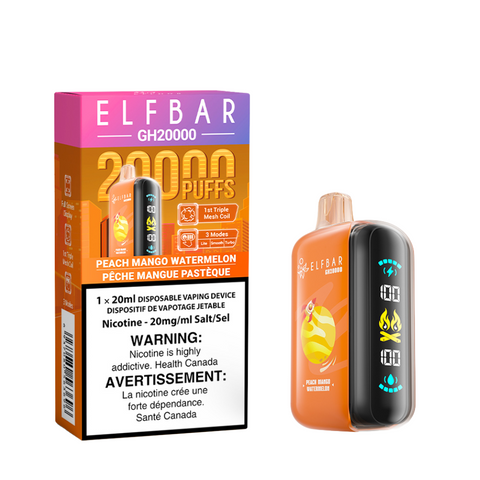 Elf Bar GH20k Disposable Peach Mango Watermelon vape shop vape store wii vape gta york toronto ontario canada best price cheap 1  shop number one shop DISPOSABLE DISPOSABLES salt nic salt Nicotine TFN Herbal Vape dry herb concentrates  Shatter Dabs Weed how to how to? sale boxing day black friday  Marijuana weed Supreme