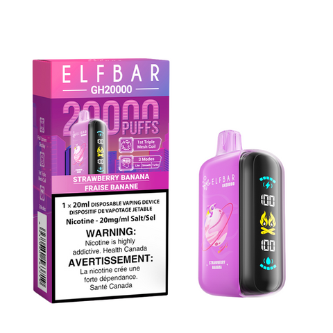 EElf Bar GH20k Disposable Strawberry Banana vape shop vape store wii vape gta york toronto ontario canada best price cheap 1  shop number one shop DISPOSABLE DISPOSABLES salt nic salt Nicotine TFN Herbal Vape dry herb concentrates  Shatter Dabs Weed how to how to? sale boxing day black friday  Marijuana weed Supreme