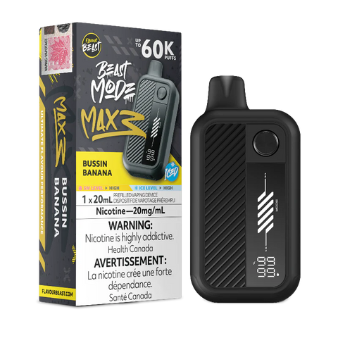  Flavour Beast Beast Mode Max 3 60K Bussin Banana Iced Disposable Vape