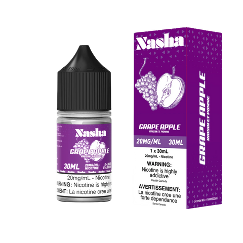Experience the refreshing taste of Grape Apple with our Nasha e-Liquid SALT 30ml. Perfect for on-the-go vaping. Shop now for premium vape juice!