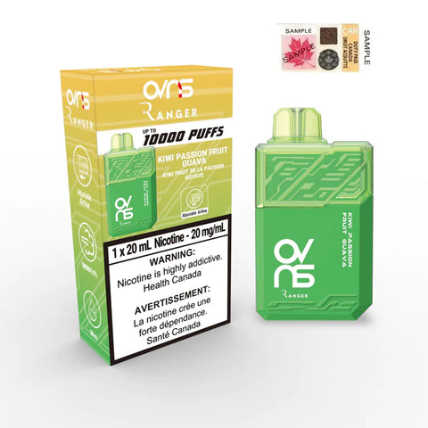 OVNS Ranger Disposable 10000 Puff - Kiwi Passion Fruit Guava vape shop vape store wii vape gta york toronto ontario canada best price cheap 1  shop number one shop DISPOSABLE DISPOSABLES salt nic salt Nicotine TFN Herbal Vape dry herb concentrates  Shatter Dabs Weed dash vapes how to how to? sale boxing day black friday  Marijuana weed Supreme