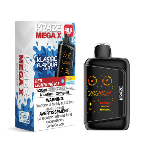 Kraze Mega X Classic Series - Red Lightning Ice Red Bull Disposable Vape