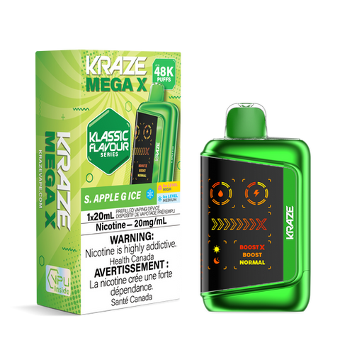 Kraze Mega X Sour Apple G Ice 20mg - Classic Series Disposable