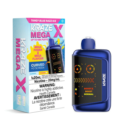 Kraze Mega X Tangy Blue Razz Ice Premium Disposable Vape