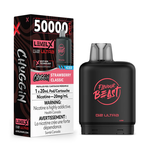Level X Flavour Beast Boost Pod 20mL Chuggin Strawberry Classic