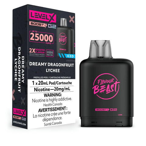 Level X Flavour Beast Boost Pod Dreamy Dragonfruit Lychee Iced 20mL