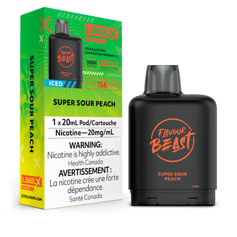 Level X Flavour Beast Boost Pod Super Sour Peach Iced 20mL