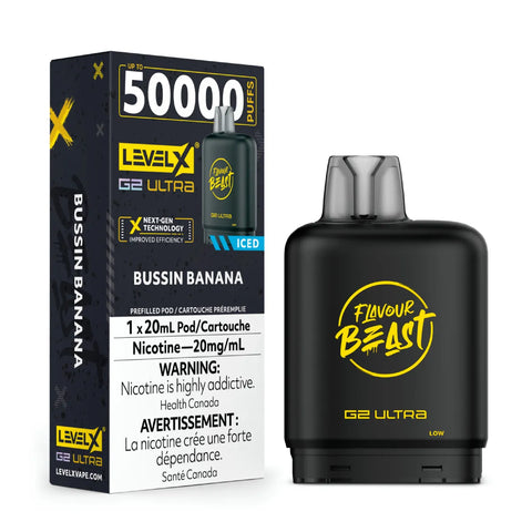 Level X G2 Ultra Flavour Beast Pods Bussin Banana 50K Puffs Wii Vape