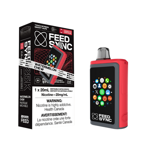 Smart disposable vape with 25K puffs, touch screen control & phone connectivity. Premium watermelon chew flavor. Fast shipping across Canada.