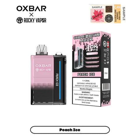 ROCKY VAPOR OXBAR 20K - PEACH ICE vape shop vape store wii vape gta york toronto ontario canada best price cheap 1  shop number one shop DISPOSABLE DISPOSABLES salt nic salt Nicotine TFN Herbal Vape dry herb concentrates  Shatter Dabs Weed how to how to? sale boxing day black friday  Marijuana weed Supreme