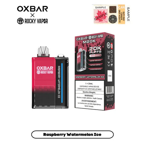 ROCKY VAPOR OXBAR 20K - RASPBERRY WATERMELON ICE vape shop vape store wii vape gta york toronto ontario canada best price cheap 1  shop number one shop DISPOSABLE DISPOSABLES salt nic salt Nicotine TFN Herbal Vape dry herb concentrates  Shatter Dabs Weed how to how to? sale boxing day black friday  Marijuana weed Supreme