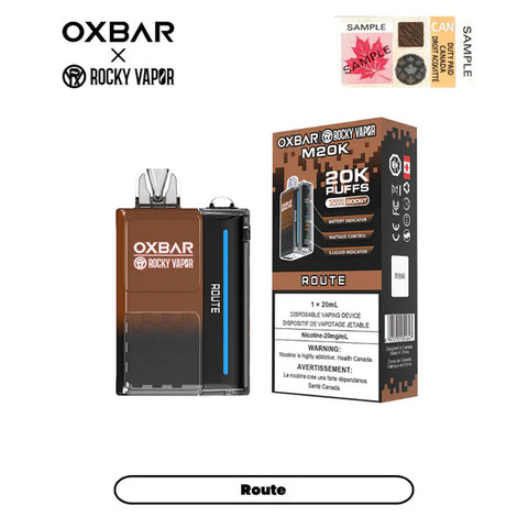 ROCKY VAPOR OXBAR 20K - ROUTE vape shop vape store wii vape gta york toronto ontario canada best price cheap 1  shop number one shop DISPOSABLE DISPOSABLES salt nic salt Nicotine TFN Herbal Vape dry herb concentrates  Shatter Dabs Weed how to how to? sale boxing day black friday  Marijuana weed Supreme