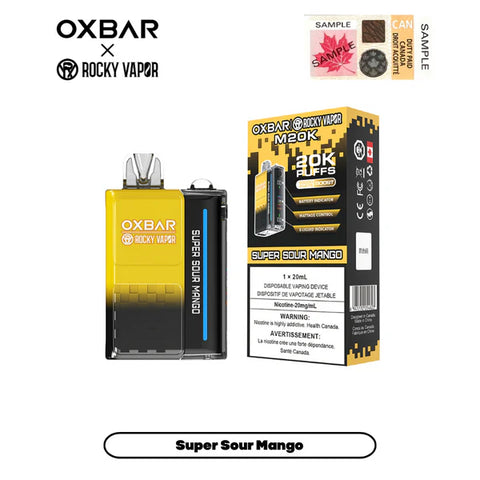 ROCKY VAPOR OXBAR 20K - SUPER SOUR MANGO vape shop vape store wii vape gta york toronto ontario canada best price cheap 1  shop number one shop DISPOSABLE DISPOSABLES salt nic salt Nicotine TFN Herbal Vape dry herb concentrates  Shatter Dabs Weed how to how to? sale boxing day black friday  Marijuana weed Supreme