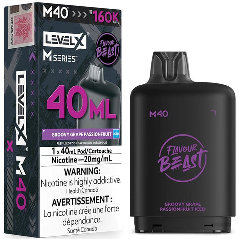 Flavour Beast Level X M Series Pods 40ml - Groovy Grape Passionfruit Iced 20mg