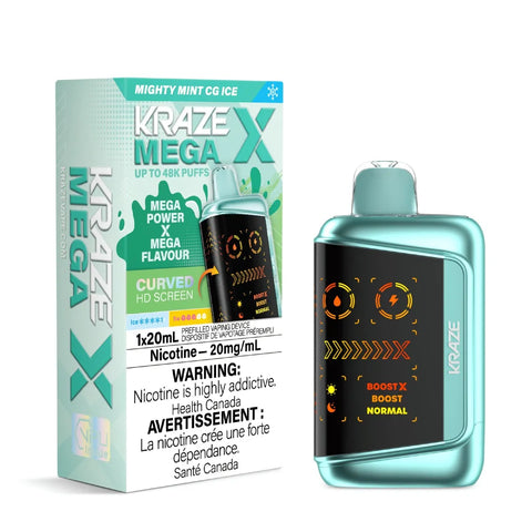 Kraze Mega X Mighty Mint CG Ice Disposable Vape Premium Menthol