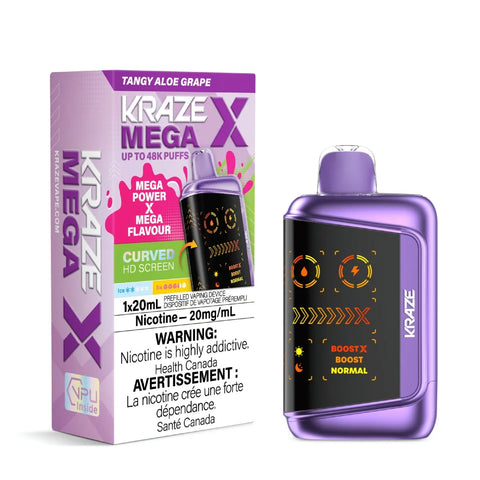 Kraze Mega X Tangy Aloe Grape Disposable Vape Premium Flavor