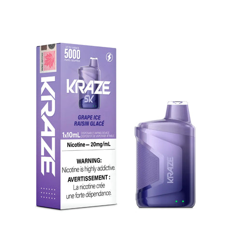 Kraze 5000 Disposable - Grape Iced vape shop vape store wii vape gta york toronto ontario canada best price cheap 1  shop number one shop DISPOSABLE DISPOSABLES salt nic salt Nicotine TFN Herbal Vape dry herb concentrates  Shatter Dabs Weed dash vapes how to how to? sale boxing day black friday  Marijuana weed Supreme