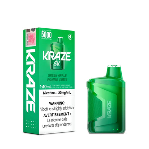 Kraze 5000 Disposable - Green Apple vape shop vape store wii vape gta york toronto ontario canada best price cheap 1  shop number one shop DISPOSABLE DISPOSABLES salt nic salt Nicotine TFN Herbal Vape dry herb concentrates  Shatter Dabs Weed dash vapes how to how to? sale boxing day black friday  Marijuana weed Supreme