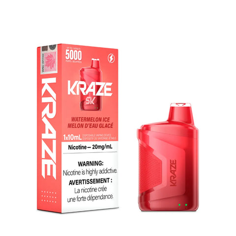 Kraze 5000 Disposable - Watermelon Iced vape shop vape store wii vape gta york toronto ontario canada best price cheap 1  shop number one shop DISPOSABLE DISPOSABLES salt nic salt Nicotine TFN Herbal Vape dry herb concentrates  Shatter Dabs Weed dash vapes how to how to? sale boxing day black friday  Marijuana weed Supreme