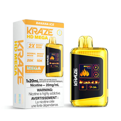 Kraze HD Mega - Banana Ice vape shop vape store wii vape gta york toronto ontario canada best price cheap 1  shop number one shop DISPOSABLE DISPOSABLES salt nic salt Nicotine TFN Herbal Vape dry herb concentrates  Shatter Dabs Weed how to how to? sale boxing day black friday  Marijuana weed Supreme