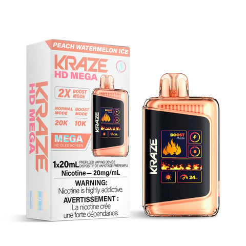Kraze HD Mega - Peach Watermelon Ice vape shop vape store wii vape gta york toronto ontario canada best price cheap 1  shop number one shop DISPOSABLE DISPOSABLES salt nic salt Nicotine TFN Herbal Vape dry herb concentrates  Shatter Dabs Weed how to how to? sale boxing day black friday  Marijuana weed Supreme