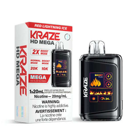 Kraze HD Mega - Red Lightning Ice vape shop vape store wii vape gta york toronto ontario canada best price cheap 1  shop number one shop DISPOSABLE DISPOSABLES salt nic salt Nicotine TFN Herbal Vape dry herb concentrates  Shatter Dabs Weed how to how to? sale boxing day black friday  Marijuana weed Supreme