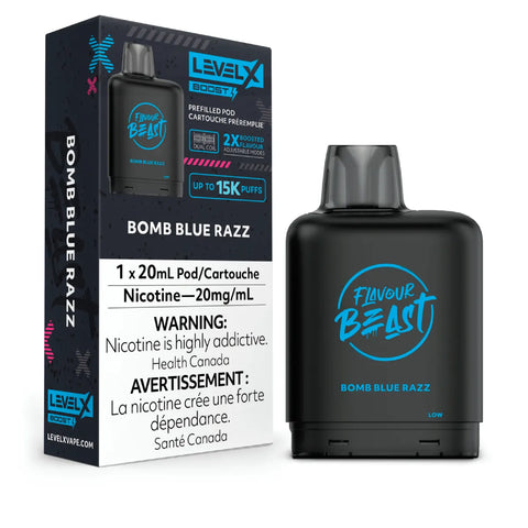 Level X Flavour Beast Boost Pod 20mL - Bomb Blue Razz vape shop vape store wii vape gta york toronto ontario canada best price cheap 1  shop number one shop DISPOSABLE DISPOSABLES salt nic salt Nicotine TFN Herbal Vape dry herb concentrates  Shatter Dabs Weed how to how to? sale boxing day black friday  Marijuana weed Supreme