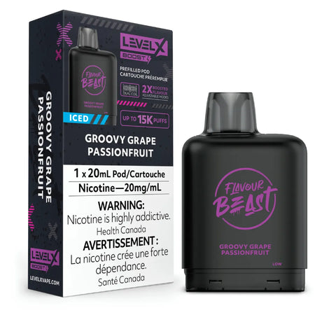 Level X Flavour Beast Boost Pod 20mL - Groovy Grape Passionfruit Iced vape shop vape store wii vape gta york toronto ontario canada best price cheap 1  shop number one shop DISPOSABLE DISPOSABLES salt nic salt Nicotine TFN Herbal Vape dry herb concentrates  Shatter Dabs Weed how to how to? sale boxing day black friday  Marijuana weed Supreme
