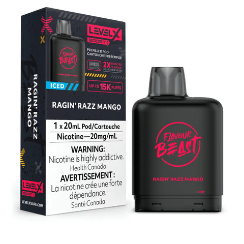 Level X Flavour Beast Boost Pod 20mL - Ragin' Razz Mango Iced vape shop vape store wii vape gta york toronto ontario canada best price cheap 1  shop number one shop DISPOSABLE DISPOSABLES salt nic salt Nicotine TFN Herbal Vape dry herb concentrates  Shatter Dabs Weed how to how to? sale boxing day black friday  Marijuana weed Supreme
