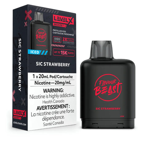 Level X Flavour Beast Boost Pod 20mL - Sic Strawberry Iced vape shop vape store wii vape gta york toronto ontario canada best price cheap 1  shop number one shop DISPOSABLE DISPOSABLES salt nic salt Nicotine TFN Herbal Vape dry herb concentrates  Shatter Dabs Weed how to how to? sale boxing day black friday  Marijuana weed Supreme