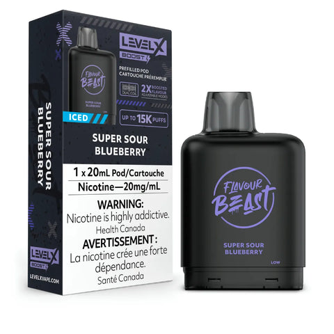 Level X Flavour Beast Boost Pod 20mL - Super Sour Blueberry Iced vape shop vape store wii vape gta york toronto ontario canada best price cheap 1  shop number one shop DISPOSABLE DISPOSABLES salt nic salt Nicotine TFN Herbal Vape dry herb concentrates  Shatter Dabs Weed how to how to? sale boxing day black friday  Marijuana weed Supreme