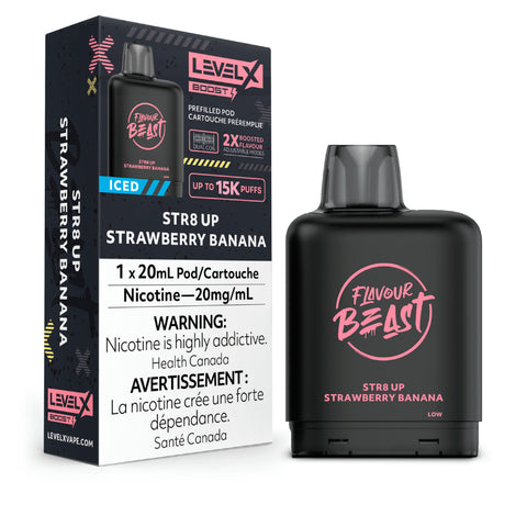 Level X Flavour Beast Boost Pod 20mL - STR8 Up Strawberry Banana Iced vape shop vape store wii vape gta york toronto ontario canada best price cheap 1  shop number one shop DISPOSABLE DISPOSABLES salt nic salt Nicotine TFN Herbal Vape dry herb concentrates  Shatter Dabs Weed how to how to? sale boxing day black friday  Marijuana weed Supreme