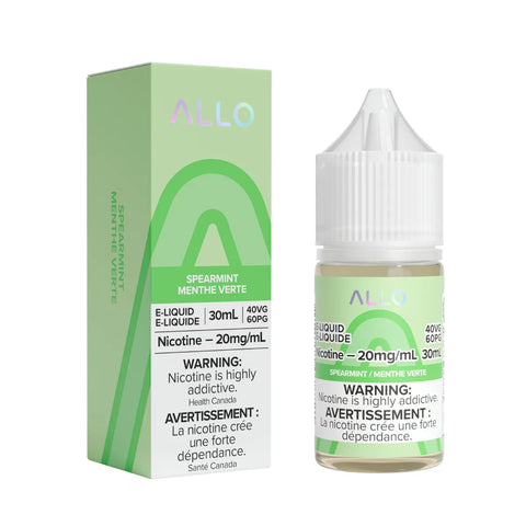 Allo E-Liquid - Spearmint 30ml Salt Nic 20mg vape shop vape store wii vape gta york toronto ontario canada best price cheap 1  shop number one shop DISPOSABLE DISPOSABLES salt nic salt Nicotine TFN Herbal Vape dry herb concentrates  Shatter Dabs Weed dash vapes how to how to? sale boxing day black friday  Marijuana weed Supreme