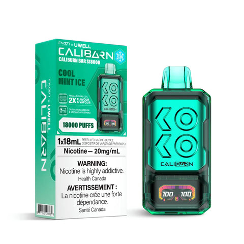 NVZN Caliburn Bar 18K Disposable - Cool Mint Ice vape shop vape store wii vape gta york toronto ontario canada best price cheap 1  shop number one shop DISPOSABLE DISPOSABLES salt nic salt Nicotine TFN Herbal Vape dry herb concentrates  Shatter Dabs Weed how to how to? sale boxing day black friday  Marijuana weed Supreme